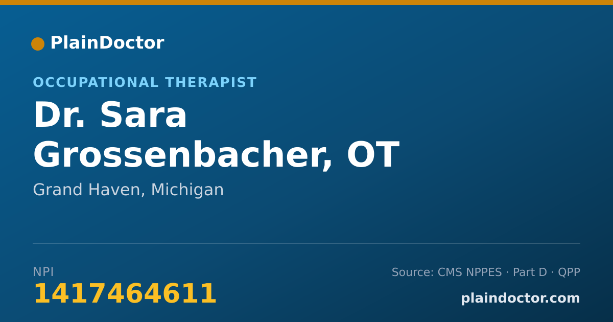 Shareable card for Sara Grossenbacher, OT - Occupational Therapist, Grand Haven, MI