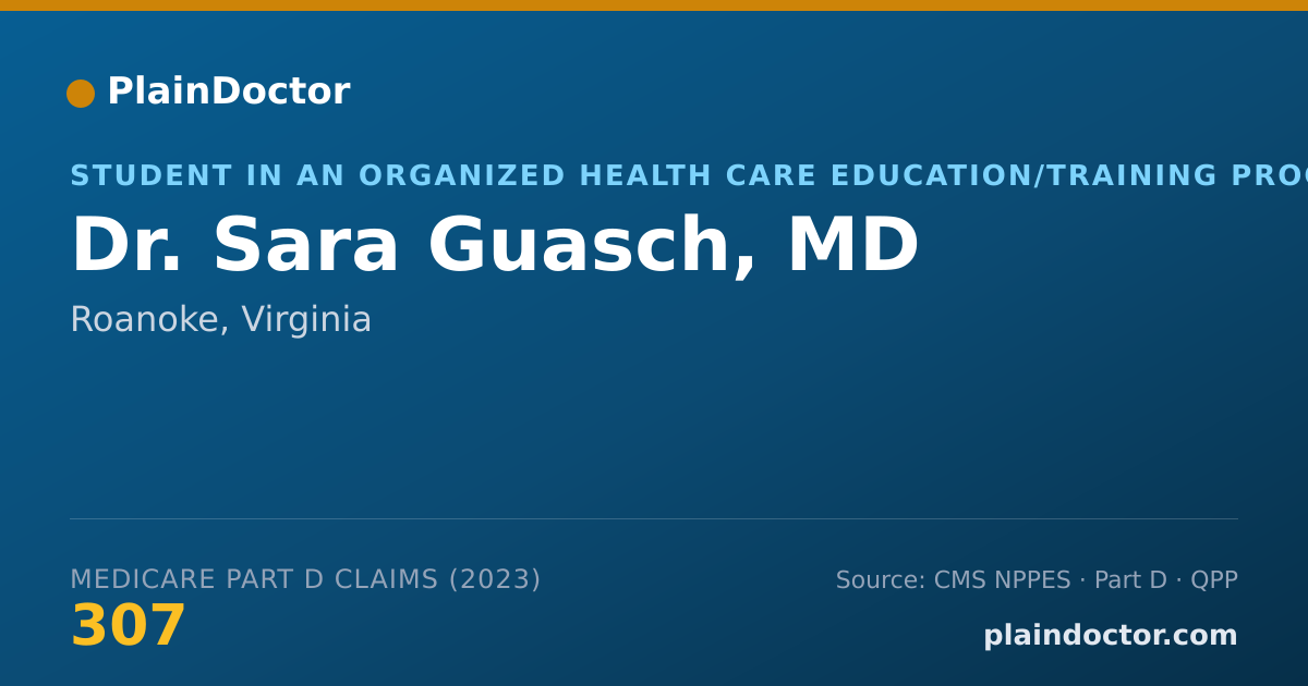 Shareable card for Sara Guasch, MD - Student in an Organized Health Care Education/Training Program, Roanoke, VA