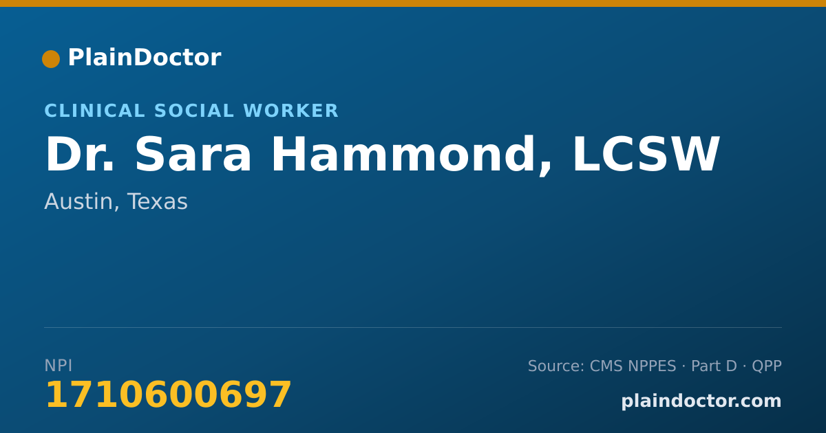 Shareable card for Sara Hammond, LCSW - Clinical Social Worker, Austin, TX