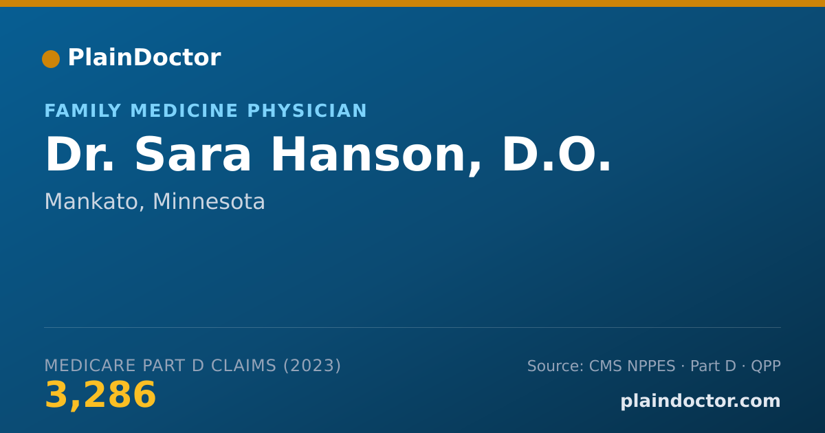 Shareable card for Sara Hanson, D.O. - Family Medicine Physician, Mankato, MN
