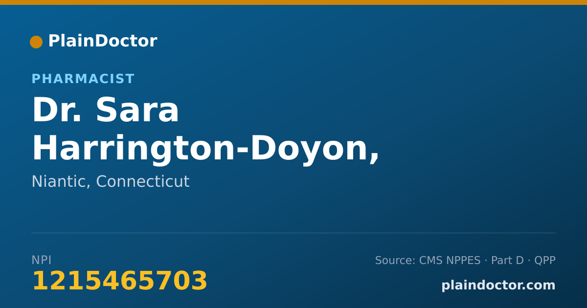 Shareable card for Sara Harrington-Doyon, PHARM.D. - Pharmacist, Niantic, CT