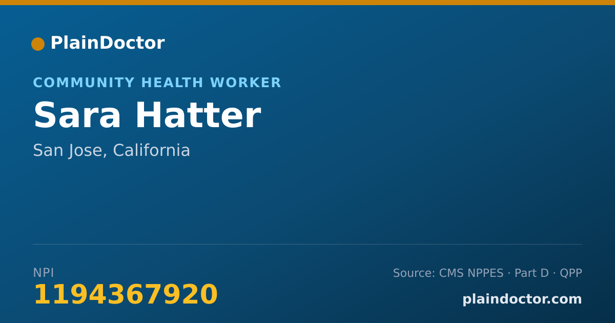 Shareable card for Sara Hatter - Community Health Worker, San Jose, CA