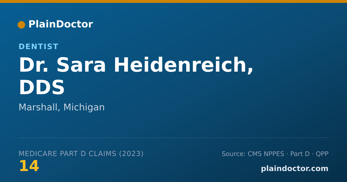Shareable card for Sara Heidenreich, DDS - Dentist, Marshall, MI