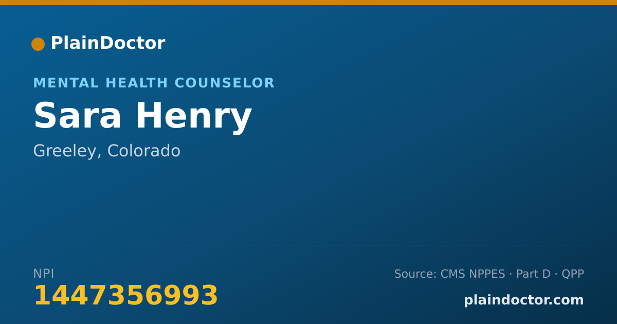 Shareable card for Sara Henry - Mental Health Counselor, Greeley, CO