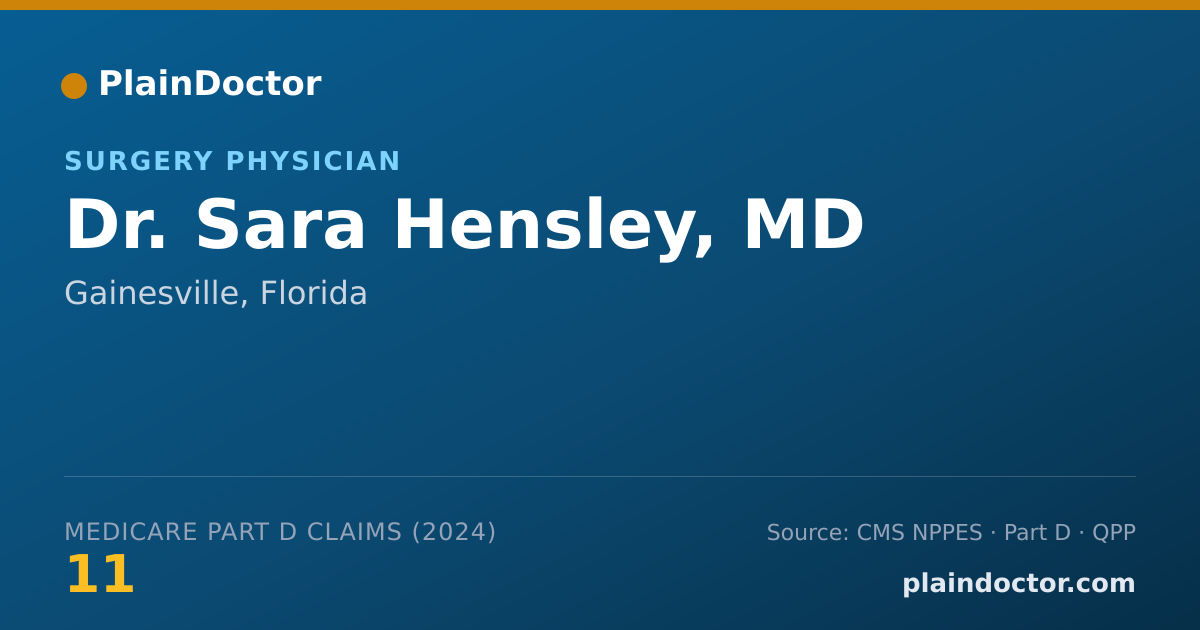 Shareable card for Sara Hensley, MD - Surgery Physician, Gainesville, FL