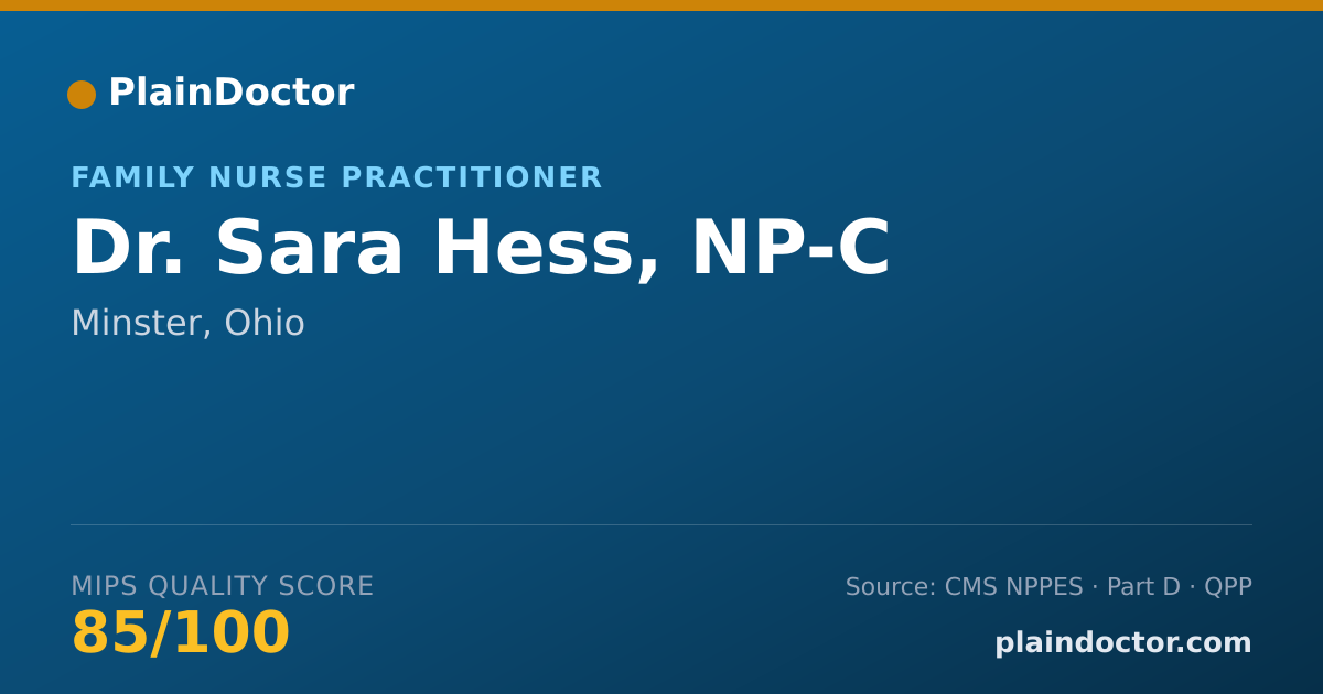 Shareable card for Sara Hess, NP-C - Family Nurse Practitioner, Minster, OH