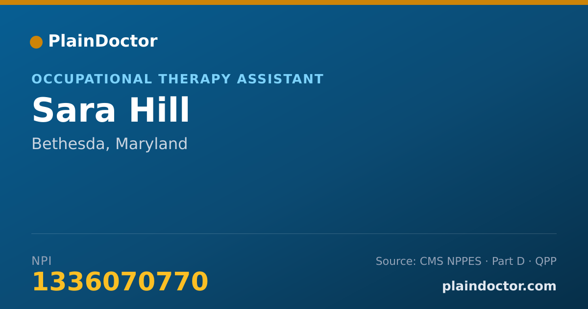 Shareable card for Sara Hill - Occupational Therapy Assistant, Bethesda, MD