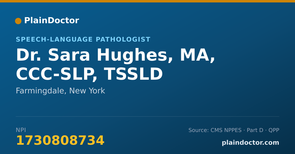 Shareable card for Sara Hughes, MA, CCC-SLP, TSSLD - Speech-Language Pathologist, Farmingdale, NY