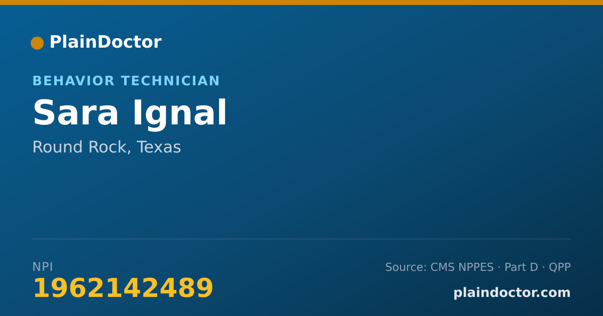 Shareable card for Sara Ignal - Behavior Technician, Round Rock, TX