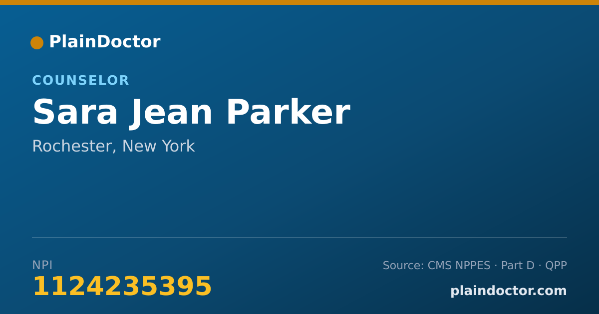 Shareable card for Sara Jean Parker - Counselor, Rochester, NY