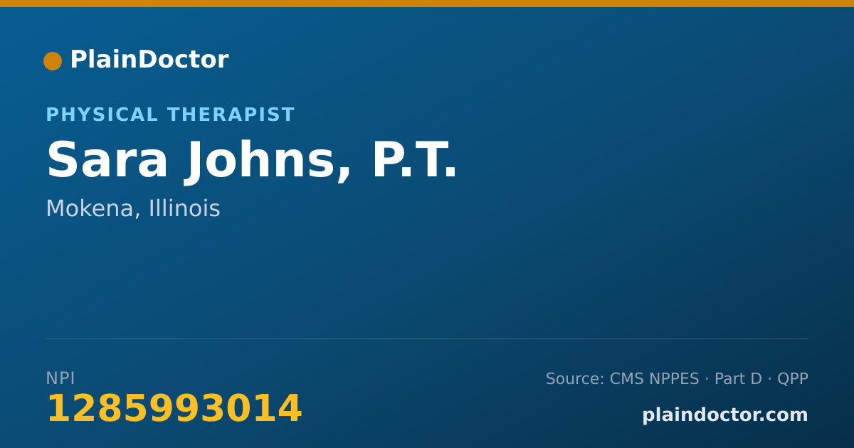 Shareable card for Sara Johns, P.T. - Physical Therapist, Mokena, IL