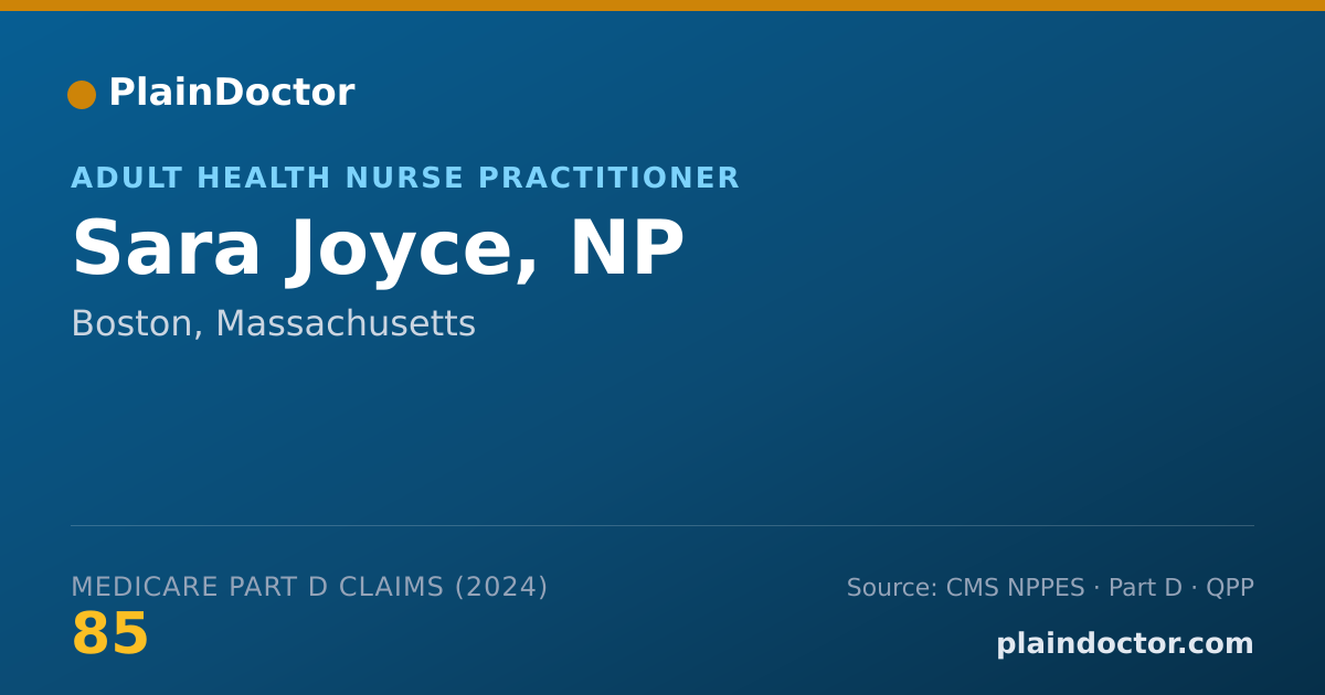Shareable card for Sara Joyce, NP - Adult Health Nurse Practitioner, Boston, MA