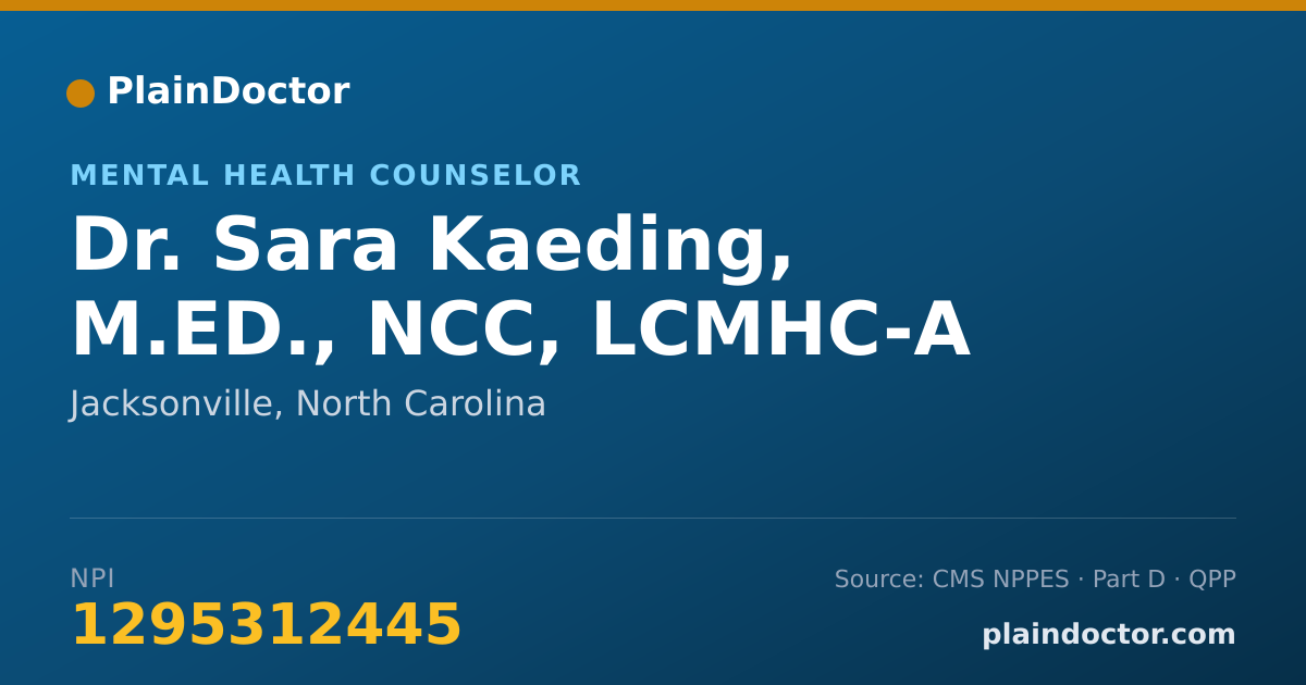 Shareable card for Sara Kaeding, M.ED., NCC, LCMHC-A - Mental Health Counselor, Jacksonville, NC