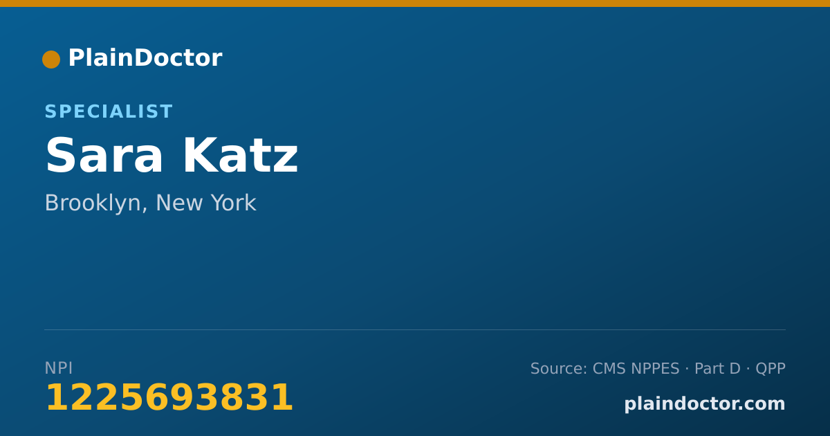 Shareable card for Sara Katz - Specialist, Brooklyn, NY