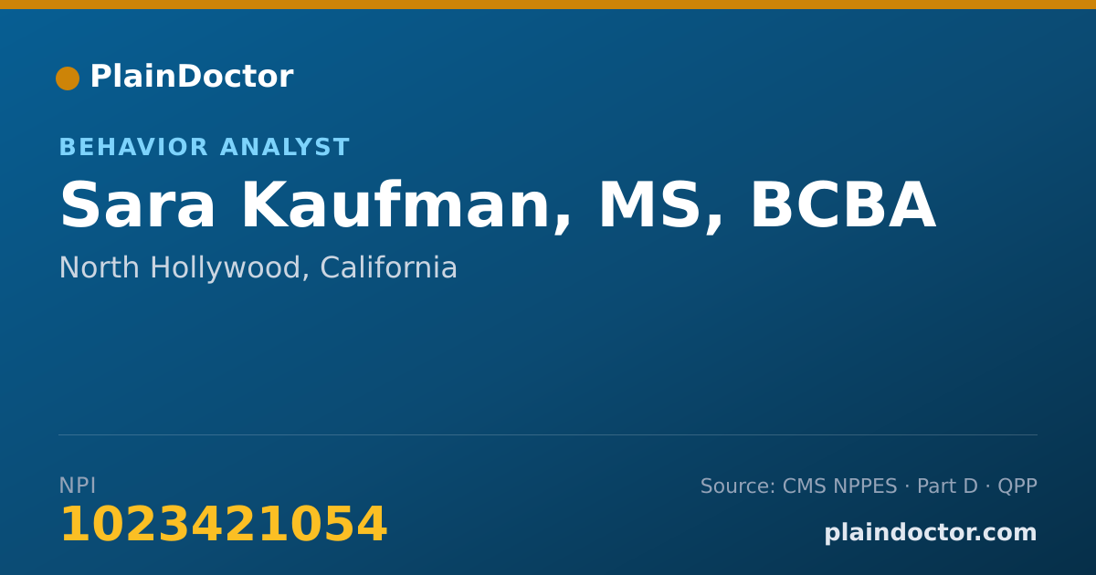 Shareable card for Sara Kaufman, MS, BCBA - Behavior Analyst, North Hollywood, CA