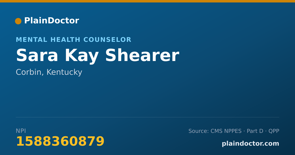 Shareable card for Sara Kay Shearer - Mental Health Counselor, Corbin, KY