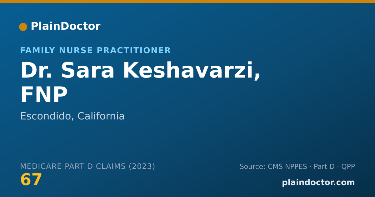 Shareable card for Sara Keshavarzi, FNP - Family Nurse Practitioner, Escondido, CA