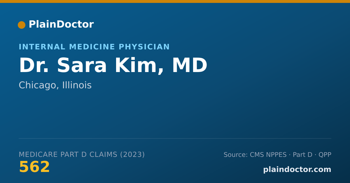 Shareable card for Sara Kim, MD - Internal Medicine Physician, Chicago, IL