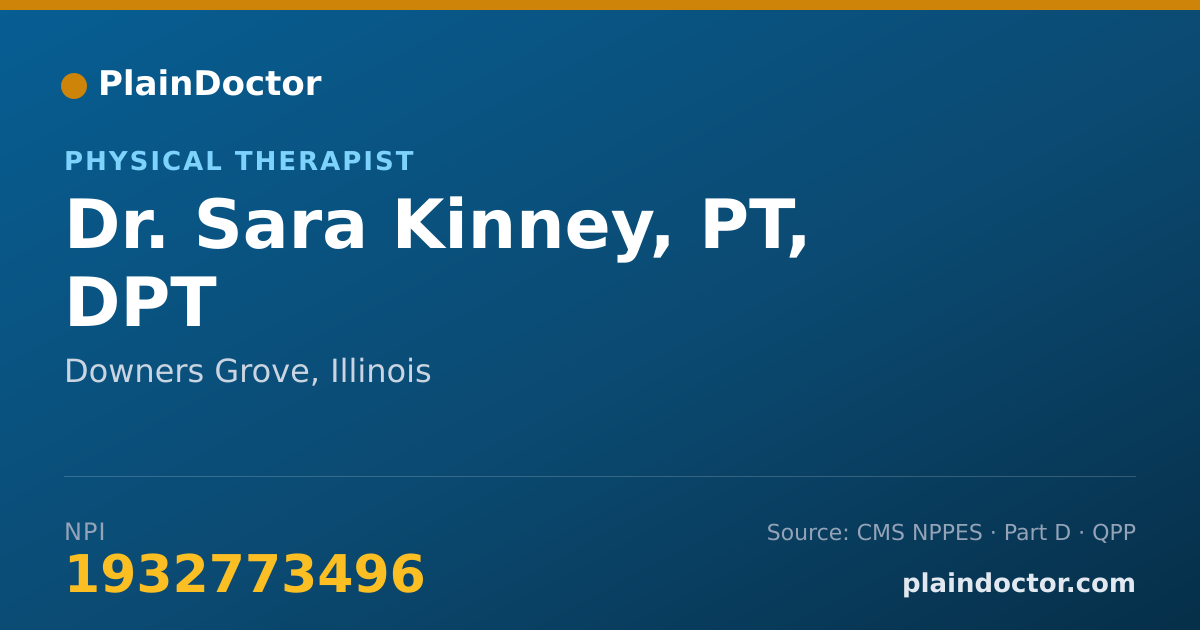 Shareable card for Sara Kinney, PT, DPT - Physical Therapist, Downers Grove, IL