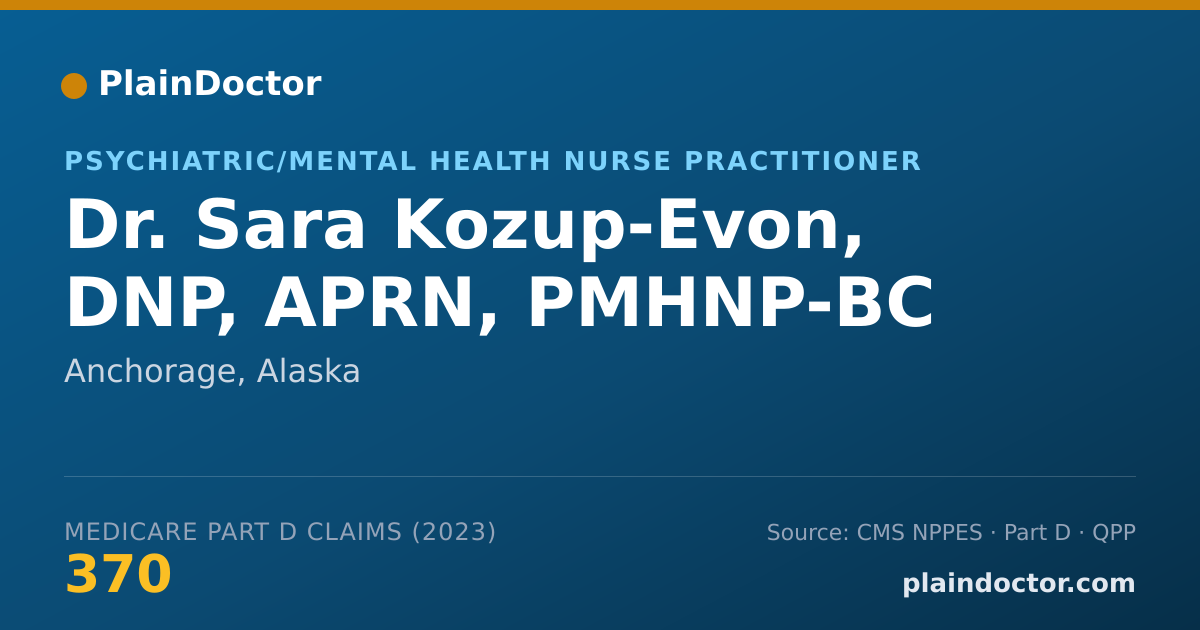 Shareable card for Sara Kozup-Evon, DNP, APRN, PMHNP-BC - Psychiatric/Mental Health Nurse Practitioner, Anchorage, AK