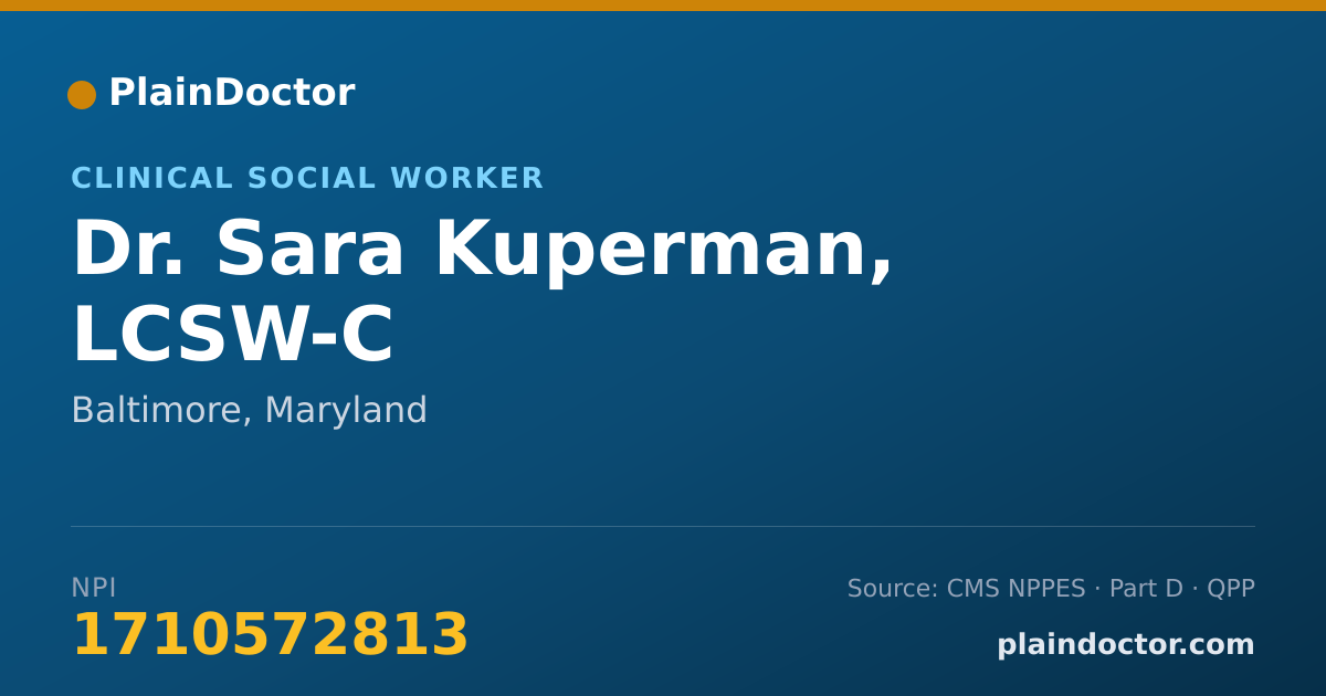 Shareable card for Sara Kuperman, LCSW-C - Clinical Social Worker, Baltimore, MD