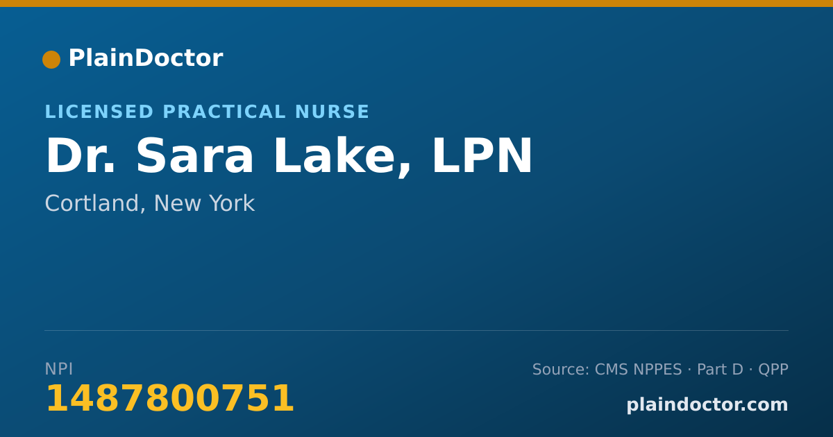 Shareable card for Sara Lake, LPN - Licensed Practical Nurse, Cortland, NY