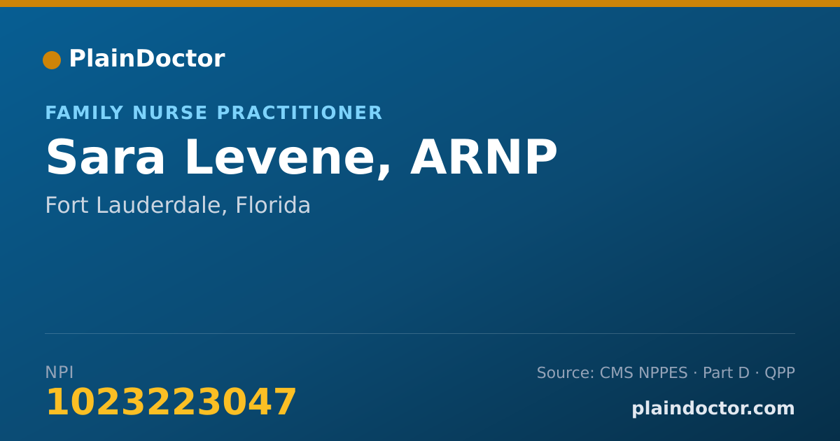 Shareable card for Sara Levene, ARNP - Family Nurse Practitioner, Fort Lauderdale, FL