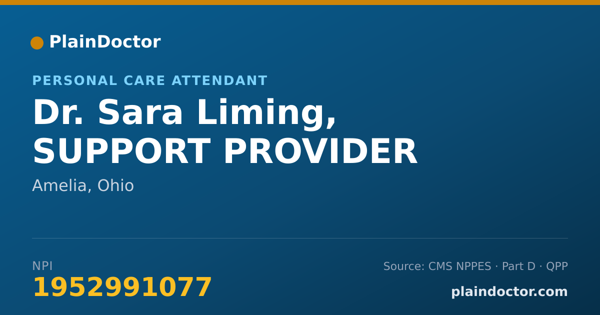 Shareable card for Sara Liming, SUPPORT PROVIDER - Personal Care Attendant, Amelia, OH