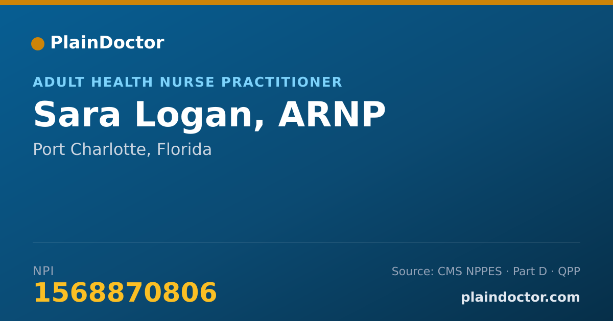 Shareable card for Sara Logan, ARNP - Adult Health Nurse Practitioner, Port Charlotte, FL