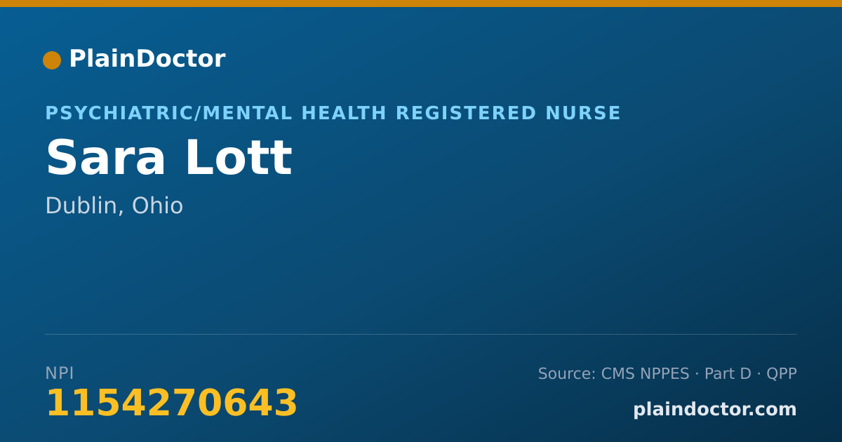 Shareable card for Sara Lott - Psychiatric/Mental Health Registered Nurse, Dublin, OH
