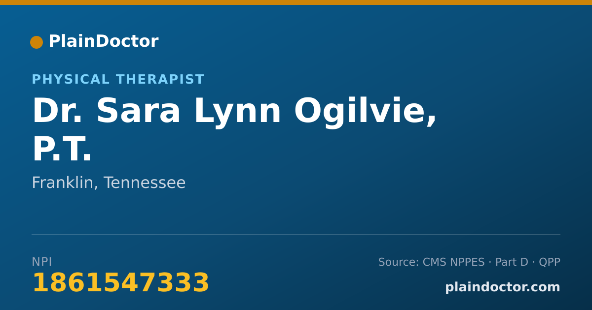 Shareable card for Sara Lynn Ogilvie, P.T. - Physical Therapist, Franklin, TN