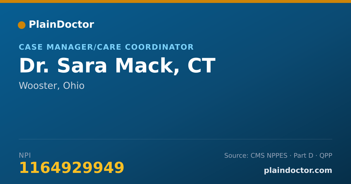 Shareable card for Sara Mack, CT - Case Manager/Care Coordinator, Wooster, OH