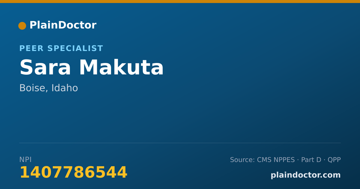 Shareable card for Sara Makuta - Peer Specialist, Boise, ID