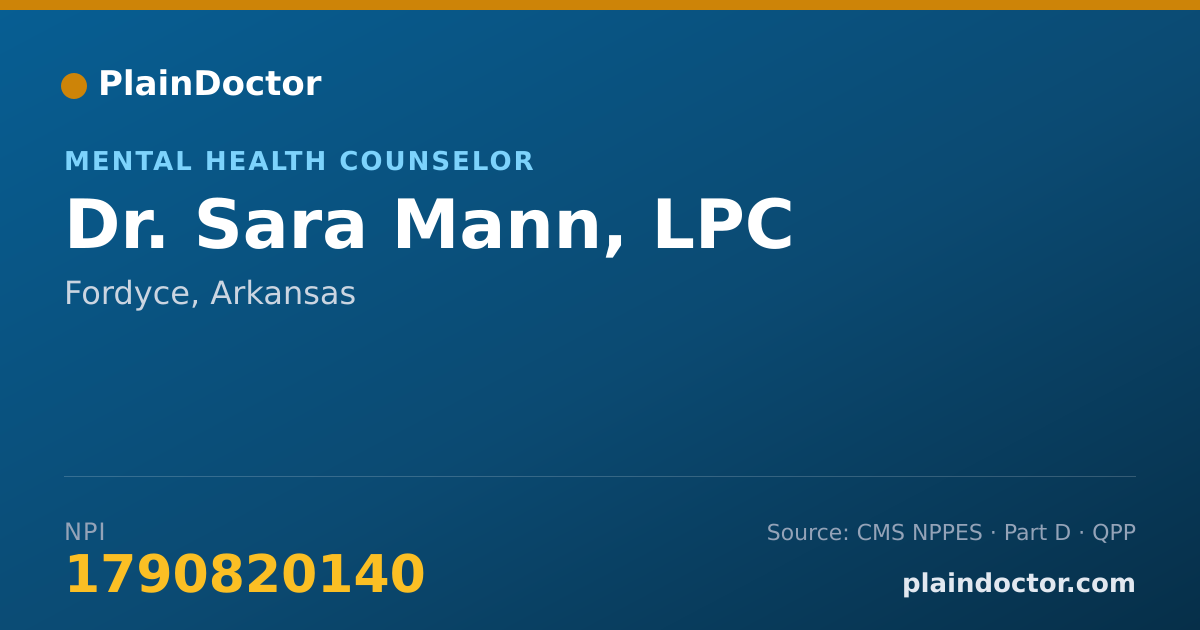 Shareable card for Sara Mann, LPC - Mental Health Counselor, Fordyce, AR