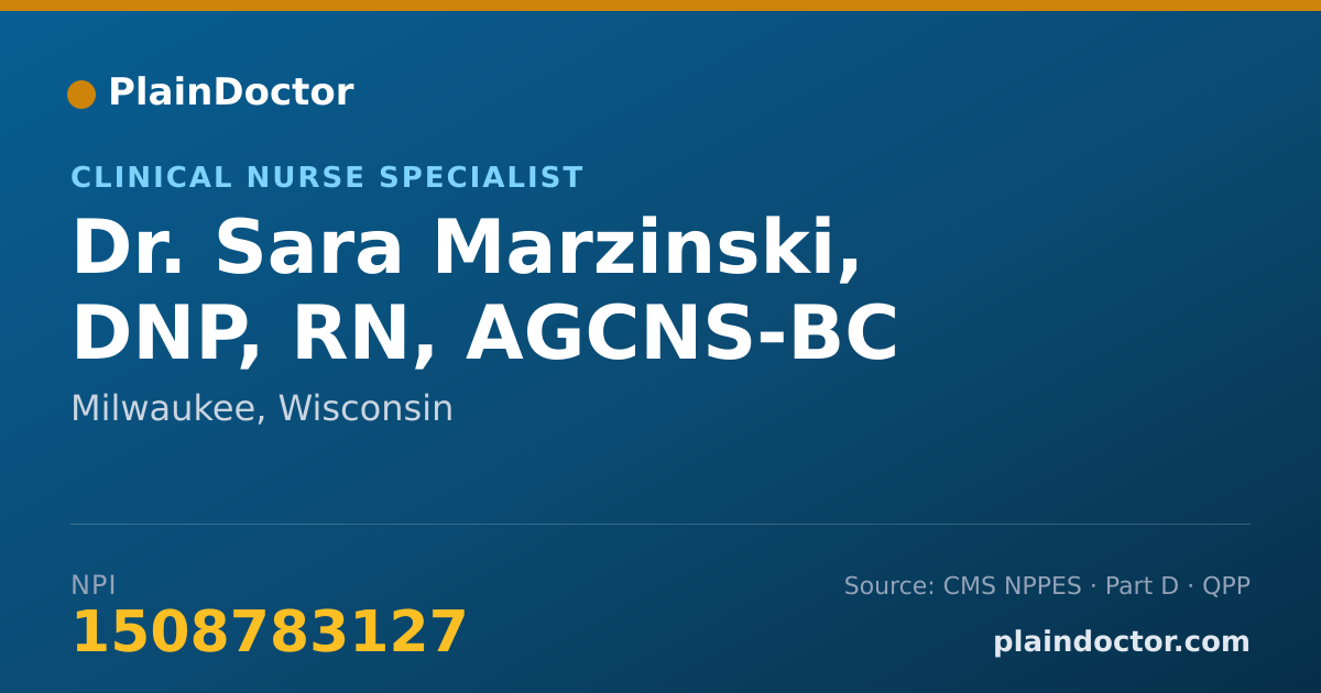 Shareable card for Sara Marzinski, DNP, RN, AGCNS-BC - Clinical Nurse Specialist, Milwaukee, WI