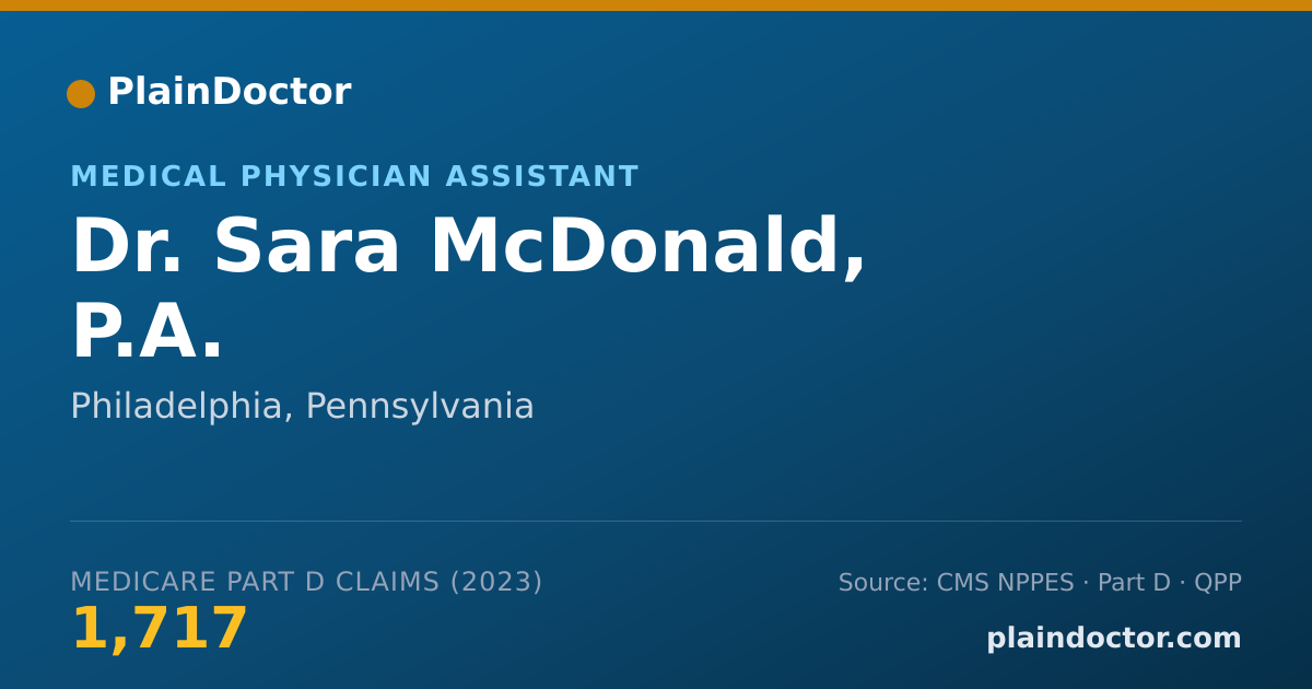 Shareable card for Sara McDonald, P.A. - Medical Physician Assistant, Philadelphia, PA