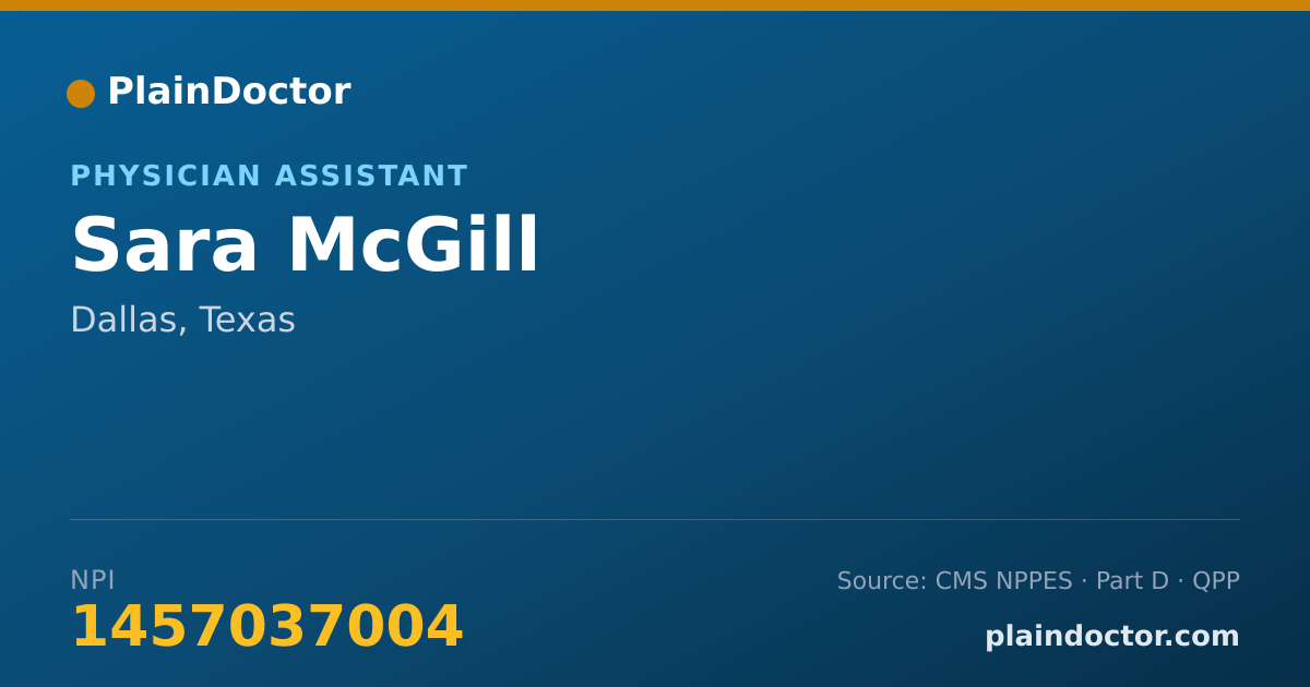 Shareable card for Sara McGill - Physician Assistant, Dallas, TX