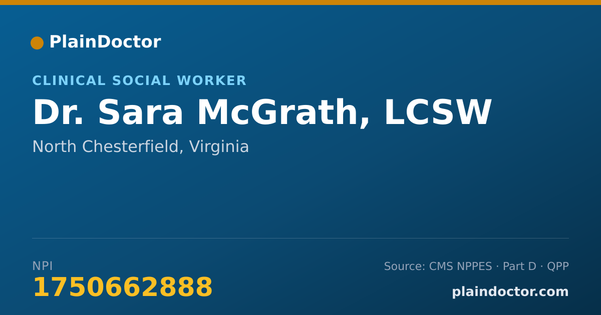 Shareable card for Sara McGrath, LCSW - Clinical Social Worker, North Chesterfield, VA