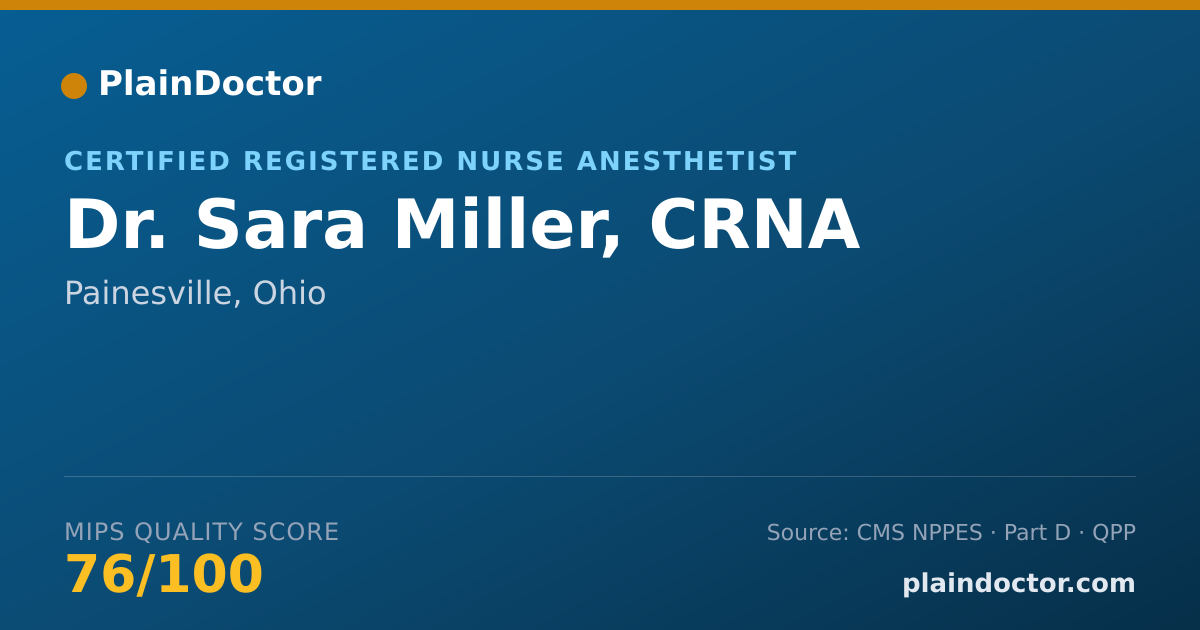 Shareable card for Sara Miller, CRNA - Certified Registered Nurse Anesthetist, Painesville, OH