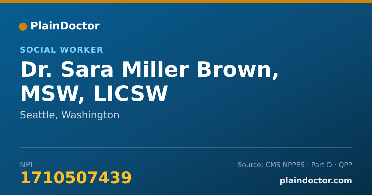 Shareable card for Sara Miller Brown, MSW, LICSW - Social Worker, Seattle, WA