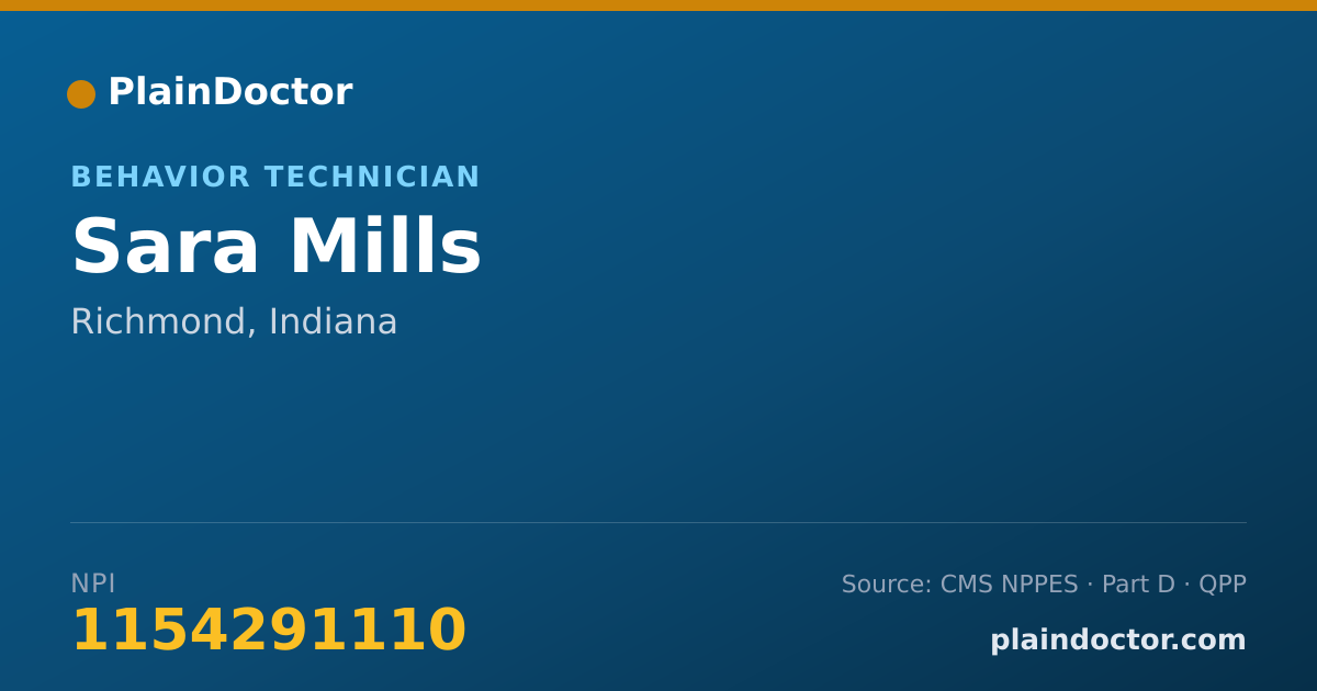 Shareable card for Sara Mills - Behavior Technician, Richmond, IN