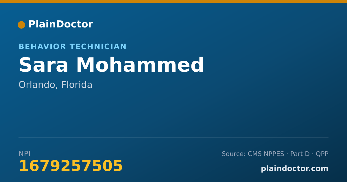 Shareable card for Sara Mohammed - Behavior Technician, Orlando, FL