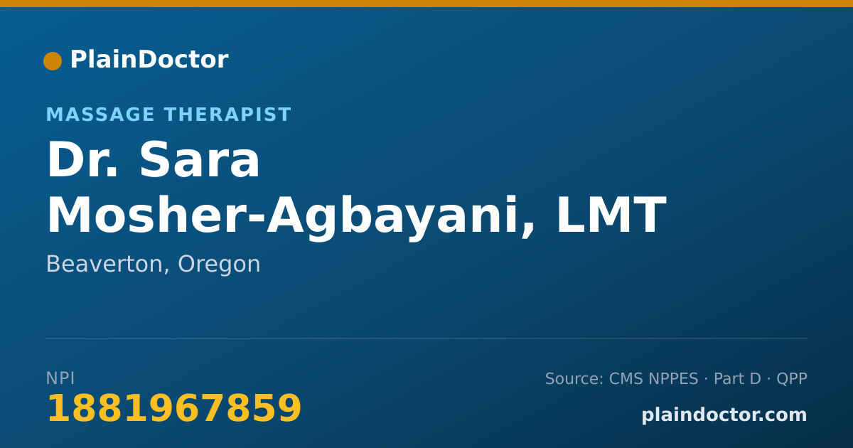 Shareable card for Sara Mosher-Agbayani, LMT - Massage Therapist, Beaverton, OR