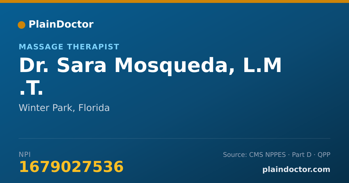 Shareable card for Sara Mosqueda, L.M .T. - Massage Therapist, Winter Park, FL
