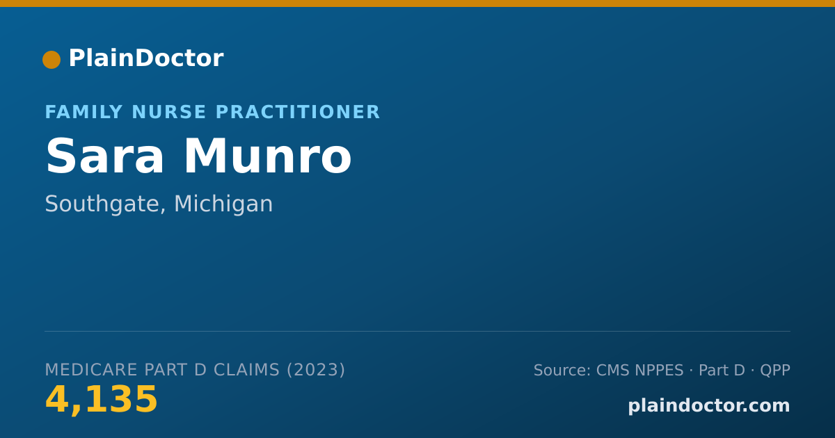 Shareable card for Sara Munro - Family Nurse Practitioner, Southgate, MI