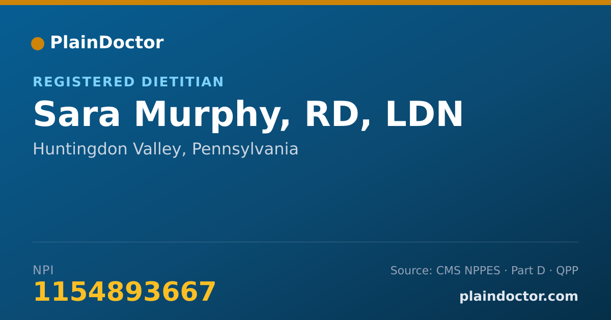 Shareable card for Sara Murphy, RD, LDN - Registered Dietitian, Huntingdon Valley, PA