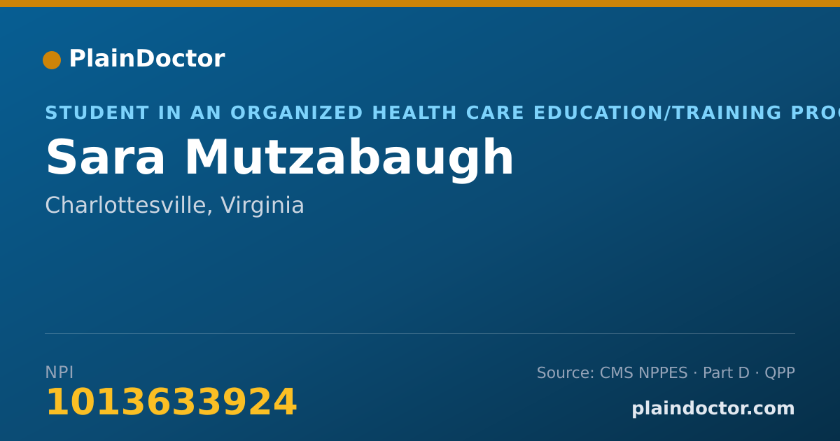 Shareable card for Sara Mutzabaugh - Athletic Trainer, Charlottesville, VA