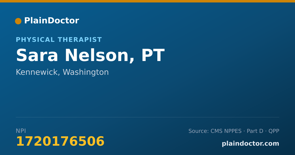 Shareable card for Sara Nelson, PT - Physical Therapist, Kennewick, WA