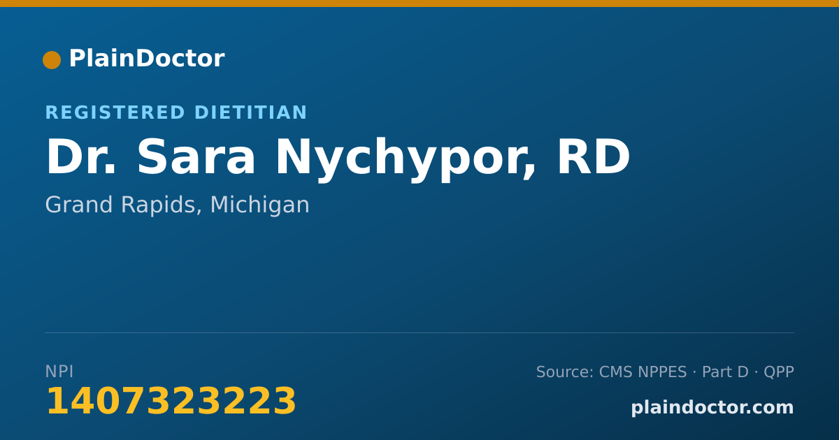 Shareable card for Sara Nychypor, RD - Registered Dietitian, Grand Rapids, MI