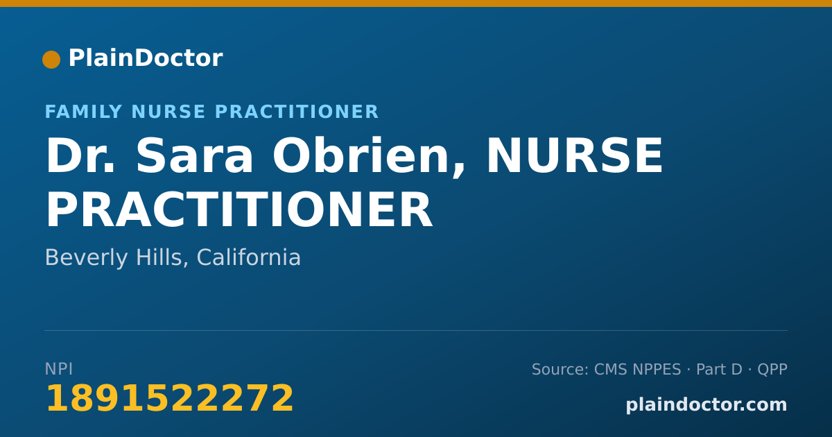 Shareable card for Sara Obrien, NURSE PRACTITIONER - Family Nurse Practitioner, Beverly Hills, CA